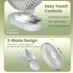 Portronics Airloop Portable & Rechargeable Desk Fan with Automatic 92° Oscillation, 6.1 Inch Blade, BLDC Motor, 90° Tilt, 3 Speeds, 4000mAh Battery, Type-C Charging, Low Noise, for Home & Office Use - Image 8
