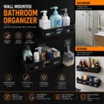 OBIXO Bathroom Organiser Without Drill Self Adhesive Bathroom Shelf/Bathroom Stand for Wall/Bathroom Accessories Set Shampoo Holder, Shop Stand (2-Shelf -2shop Black) - Image 5