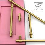 ABVIN Premium Solid Brass Round Cabinet Bar Pull Handles Matt Gold Furniture Hardware Drawers Kitchens Cupboard Door (Made of Brass) (5.7 inch) - Image 2