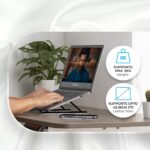 Adjustable Aluminum Laptop Stand | Foldable Ergonomic Laptop Riser | Portable Holder | 6 Angle Height Adjustment | Anti Slip Silicone Pads | Fits Up to 17 Inch Laptops | Black | Laptop - Image 2