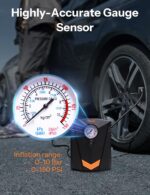 UN1QUE Tyre Inflator for Car, 150PSI Car Air Pump, 12V DC Portable Air Compressor for Tyre, Fast Inflation Speed Inflator Pump with LED Light - Image 4