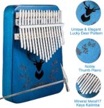 ELEPHANTBOAT® Blue Deer Kalimba, Mbira Thumb Piano Kalimba Musical Instrument with Learning Book, Tune Hammer,Cloth Bag, Sticker, Bilingual Instruction,Finger Covers,Christmas Gifts for Woman and Kids - Image 3