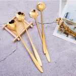Golden Spoon Set/Cutlery/Coffee Spoon/Dessert Spoon/Kitchenware/Stainless Steel,Gold Coffee Spoons in Different Shapes, Set of 4 - Image 2