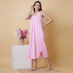 Printed Nighty Slip Gown for Women - 100% Cotton Combed Hosiery, Sleeveless Solid Pattern Maxi Length Nightwear, Soft Fabric.Combo (Pack of 2) - Image 2