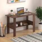 Furniture Café Modern Computer Desk with Storage Shelf – Study Writing Table for Home Office and Bedroom (Wenge)