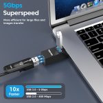 Sounce 180 HB USB Hub 3-Port USB 3.0 High-Speed Hub Ultra-Fast 5Gbps Data Transfer Lightweight, Compact, Multi-OS Compatible Plug & Play for Laptops, PCs, Mac, and More - (Black) - Image 2