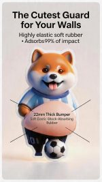 3D Shiba Inu Dog Belly Stickers Door Stop Wall Protector Silent Shockproof Soft Rubber Wall Door Knobs Refrigerator Door Closets from Damage 2 Pack (A (2 Pack) - Image 6