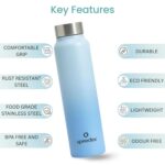 Speedex Stainless Steel Water Bottle 1 Ltr, Leak Proof Screw Cap, BIS Approved 1000 ml Metal Bottle For Daily, Office, School, Gym, Travel Use for Men, Women, Kids, Adults, Dual Blue, Set of 4
