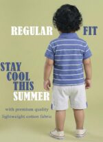 Pure Cotton Collared T-Shirt and Half Pant Set for Kids - Image 4