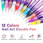 12 Color Nail Art Pen Set with 0.5mm Fine Tip – Waterproof Quick Dry DIY Nail Polish Pens for Nail Painting & Manicure Art - Image 5