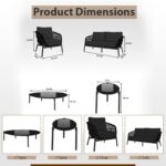 BRISHI Outdoor 4 Seater Sofa Set | Balcony Sofa | Patio Furniture Sets | Conversation Sets | Braid & Rope Garden Sofa Set (Tan-Black) - Image 2