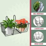 Pivalo Plant Stand Galvanized Metal Flower Pot Holder Indoor Gamla Support Art Hanging Basket Kitchen Basket Rack Outdoor Display Shelf for Office Home Garden Balcony Decoration (Pack of 1, Black) - Image 5