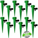 Techhark® Plant Self-Watering Spikes, 12-Pack, Morden Automatic Drip Irrigation System for Indoor and Outdoor Plants, Green-(Polypropylene)