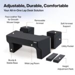 FOVERA Lap Desk Pillow | Height Adjustable, Soft & Comfortable Armrest, Easy to Store | For Working on Laptop, Reading & Gaming | Work from Home Pillow | Perfect for Using on Bed, Sofa & Floor (Black) - Image 4