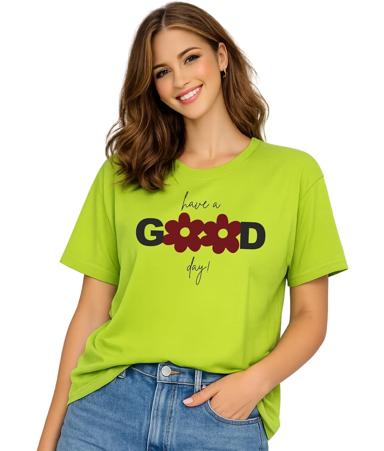 71FZaqKCwjL._SL1500_.jpg London Hills Women’s Loose Fit Graphic Printed T-Shirt | Soft Cotton Blend Fabric | Round Neck Half Sleeve Casual Top, Travel & College - Image 1