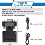CARE CASE Portable VGA to HDMI Adapter/Converter With Audio (Old PC to TV/Monitor), Male VGA Video Adapter for TV, Computer, Projector With Audio, Power Cable - D-Sub, 15-Pin
