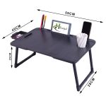 Foldable Wooden Mini Laptop Table for Bed, Study Table with Drawer, Mobile Holder (Blacks) - Image 3