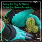 Cinagro Garden Claw Gloves with ABS Plastic Fingertips on Right Hand, Green | Protective Gloves for Plant Care, Digging, Weeding and Outdoor Use - Image 5