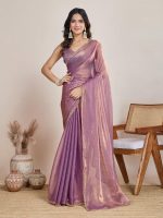 LOROFY Women's Two Tone Fendy Chiffon Saree - Image 2