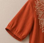 RIEKA Women's Embroidered Top for Women, Maroon V Neck Rayon, 3/4 Sleeve Casual Loose Fit Tunic, Boho Blouse for Women, Korean Style - Image 7