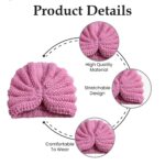 SYGA Pack of 2 Baby Cap & Headband Woolen Soft Stretchable Hat and Ears Warm Headband for Newborn Baby Winter Cap 0-3 Years - Pink - Image 5