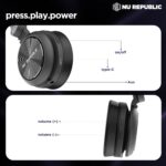 Nu Republic Starboy with 54 Hour Playtime,X-Bass® Technology,40mm Neodymium Drivers,Gaming Mode,Bluetooth V5.4,Dual Pairing,Dual Stereo,Type-C Fast Charging ENC Bluetooth Over Ear Headphones (Black) - Image 13
