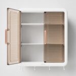 KINHA Wall Mounted Storage Cabinet for Kitchen & Bathroom – Multipurpose Plastic Wall Shelf Organizer with Doors, Space Saving Hanging for Bathroom Accessories, Kitchen Storage Rack