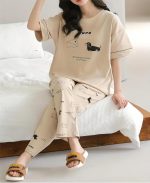 Louis Luxe Womens Korean Night Dress|| Full Pyjama Set || Korean Nightsuit ||Women Nightwear ||Round Neck Full Sleeve Nightsuit || Loungewear || Everyday Nightdress (ND-11) - Image 5
