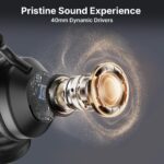 pTron Studio Ultima w/ 60Hrs Playtime, Dual Device Pairing, 40mm Drivers, Custom EQ, Mobile App, Wireless Over Ear Headphones w/HD Mic & TruTalk AI-ENC Calls, BTv5.4 & Type-C Charging (Jet Black) - Image 3