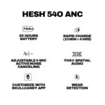 Skullcandy Hesh 540 ANC Wireless Over-Ear Bluetooth Headphones with THX Spatial Audio, Active Noise Cancelling, Personalized Sound, Up to 65 Hours Battery, Microphone for iPhone Android - Black - Image 10