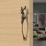 Indeed Ancient Deer Carved Main Door Handle/Pull Handle/Handle for Glass Door/Main Door Knob (Copper Black, Size - 200mm) (Made in India)