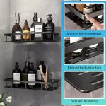 MosQuick® 2 pcs Plastic Bathroom Organiser Without Drill Wall Mounted Shelf Organizer Bathroom Shelves Rack Holder washroom Storage Organizer Shelf for Kitchen Bath Room Accessories Items (Black) - Image 9