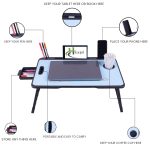 Study Table Bed Table Premium Laptop Table/Foldable and Portable Wooden/Writing Desk for Office/Home/School (B Dore) - Image 4
