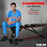 PowerMax Fitness PUB-96 Adjustable Weight Bench for Home Gym with Resistance band | 150KG Max Load | Multi-Purpose Flat Incline Decline (FID) Bench | Strength Training Exercise Workout | Steel Frame - Image 2
