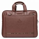 BONZA Leather Laptop Briefcase Bag for Men & Women | 15.6 Inch Padded Laptop Messenger Bag with 3 Compartments, Top Handles & Multiple Pockets | Office, Business, Travel & Work Bag