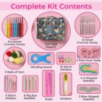 Oytra Crochet Starter Kit 58 Pieces with Storage Case Hooks Yarn Bundle Knitting Tools DIY Craft Set for Beginners Adults Hobbyists Gift - Image 2