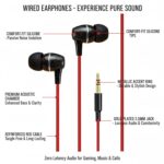 MX in-Ear Headphones – Black & Red, Crystal Clear Sound, Noise Isolation, High Bass Wired Earbuds with Tangle-Free Cable, Comfortable Fit, Aux Port (No Mic) - Image 5