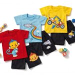 Baby Clothing Set for Boys & Girls Pack of 3 – Pure Cotton T-Shirt & Shorts Summer Dress Combo for Infants & Toddlers Soft Breathable Unisex Baby Clothes Size 0 upto 24 Months