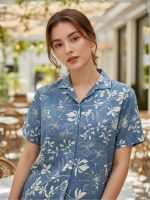 Premium Floral Prints Shirt for Women with Short Sleeves, Ultra-Soft Cotton Blend, Regular Fit Womens Stylish Shirt Casual, Formal, Party, Beach, Summer Wear - Image 6