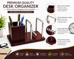 Premium Wooden Pen Stand for Office Table with Newton’s Cradle | Stylish Desk Organizer & Pen Holder for Office Desk | Stress Relief Pendulum Pen Holder for Table | Corporate Gift Item - Image 3