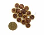 Ekta Enterprise Natural Coffee Brown Dark Wooden Button with Brass Gold Ring Dia. 12mm 2 Holed Buttons for Designer Collection of Ethnic Ware, Sewing, DIY Art and Craft (Pack of 20) - Image 3