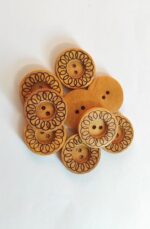 Ekta Enterprise Assorted Big Size Star Haldu Wooden Button Dia. 28mm, 2 Holed Buttons for Curtains, Designer Collection of Ethnic Ware, Ladies Kurties, Sewing, DIY Art and Craft Pack of 10 (Jalebi) - Image 2
