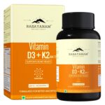 Rasayanam Vitamin D3 K2(MK-7) | 100% Vegan Vitamin D3 | Superior K2(MK-7) from Balchem, USA | For Calcium Utilization, Bone Strength & Heart Health | D3 Supplement For Immunity | 120 Veg Tablets