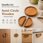 Heavy Duty Teakwood Door Handles for Main Door, Cabinet, Wardrobe, Drawer | Semi-Circle Wooden Pull Push Handle Set Hardware for Home & Office - Pack of 2 (Half, 6" x 3") - Image 4