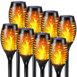 Solar Outdoor Lights - 8 Pack 12 LED Solar Torch Lights with Flickering Flame for Garden Decor Waterproof Solar Garden Lights Outdoor Decor Lighting for Yard Path Patio Solar Flame Torches