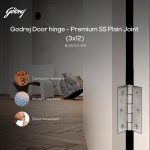 Godrej Door Hinge| 3 inch x 12 Gauge | 6 pcs | Kabza Suitable for Windows, Wardrobes & Cabinets | Thickness Upto 2.5 mm | Premium Satin Finish Door-Hardware - Image 2