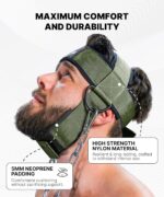 RACE® Neck and Head Strengthening Equipment Weight Harness Thick Padded Adjustable Strap with Heavy Duty Steel Chain & Rings for Gym Crossfit Fitness Training Injury Rehab (Military Green) - Image 5