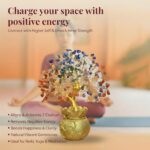 JD FRESH Feng Shui 7 Chakra Crystal Tree with Golden Money Bag Base/Natural Gemstone Decorative Showpiece Bonsai Tree for Home & Office Décor, Good Luck Diwali Gift, Wealth & Prosperity - Image 5