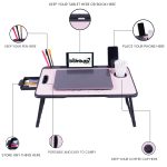 Real Bamboo Wood Smart Multipurpose Foldable Laptop Table with Cup Holder, Study Table, Bed Table, Breakfast Table, Portable,Ergonomic & Rounded Edges/Non-Slip Legs~~ (US Biding Unicorn) - Image 8