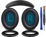 SOULWIT Replacement Kit for Bose QuietComfort 25 (QC25), Ear Pads Cushions + Headband + Earpads Cover - Black